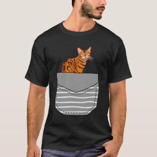 Realistic Bengal Cat In Pocket T-Shirt