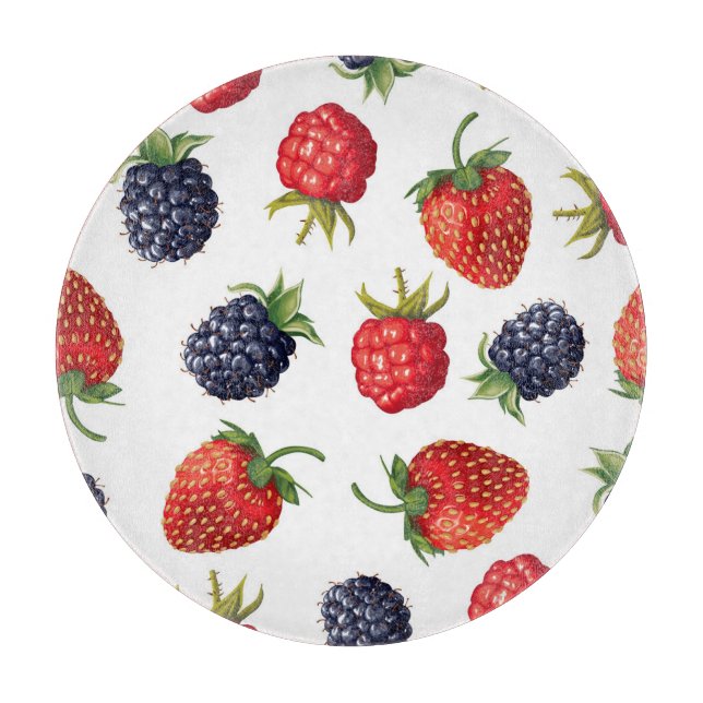 Realistic Berries Delicious Seamless Pattern Cutting Board (Front)