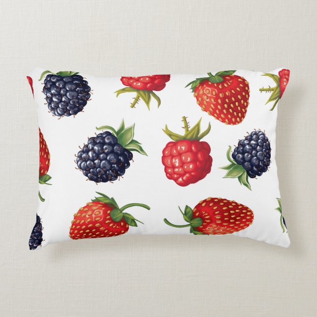 Realistic Berries Delicious Seamless Pattern Decorative Cushion (Front)