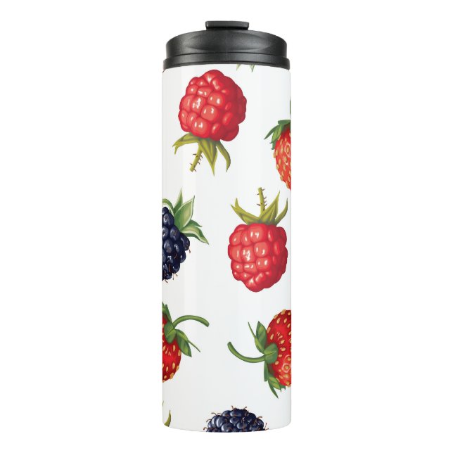 Realistic Berries Delicious Seamless Pattern Thermal Tumbler (Front)