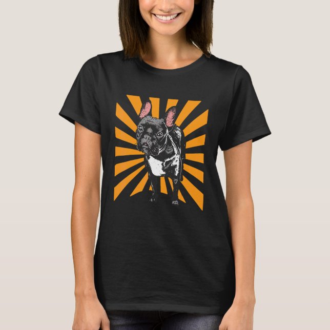 Realistic Black French Bulldog T-Shirt (Front)