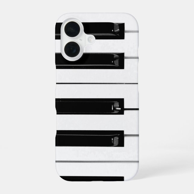 Realistic Black White Piano Keyboard Keys iPhone 16 Case (Back)