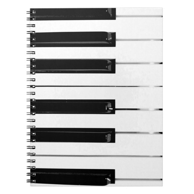 Realistic Black White Piano Keyboard Keys Spiral Notebook (Front)