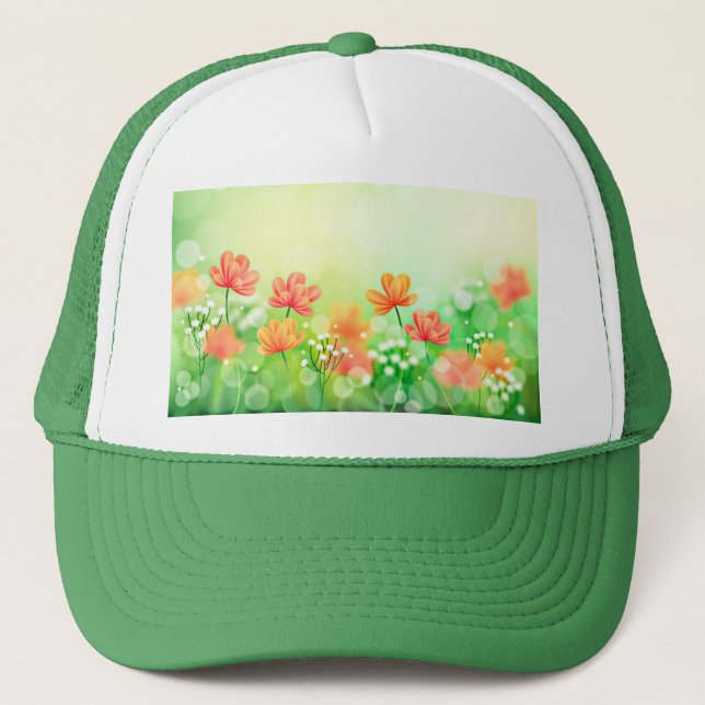 Realistic Blurred Spring Background-2374 Trucker Hat (Front)