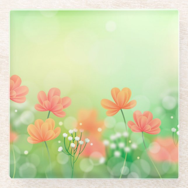 Realistic Blurred Spring Background-52374 Glass Coaster (Front)