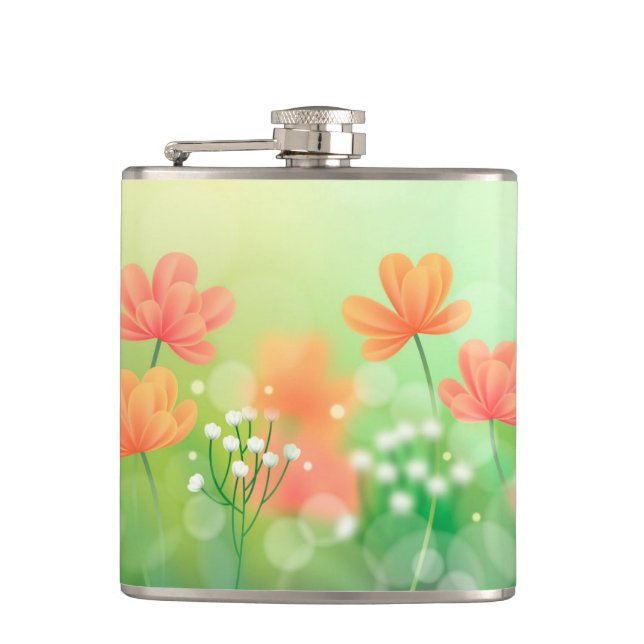 Realistic Blurred Spring Background-52374 Hip Flask (Front)