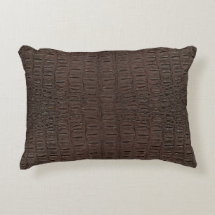 Realistic Brown Alligator Skin Print Accent Pillow