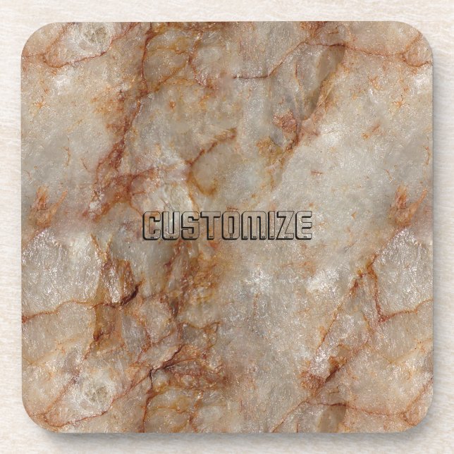 Realistic Brown Faux Marble Stone Pattern Coaster (Front)