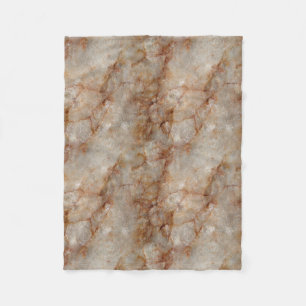 Realistic Brown Faux Marble Stone Pattern Fleece Blanket