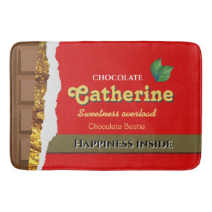 Realistic Brown & Red Valentines Chocolate Funny Bath Mat