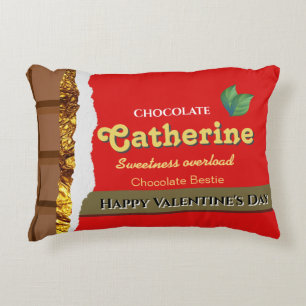 Realistic Brown & Red Valentines Chocolate Funny Decorative Cushion