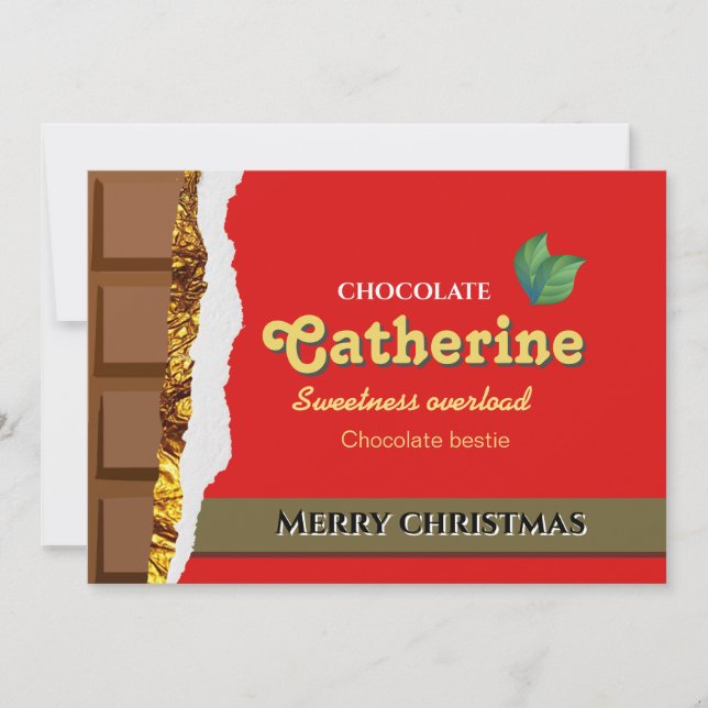 Realistic Brown & Red Valentines Chocolate Funny Holiday Card (Front)