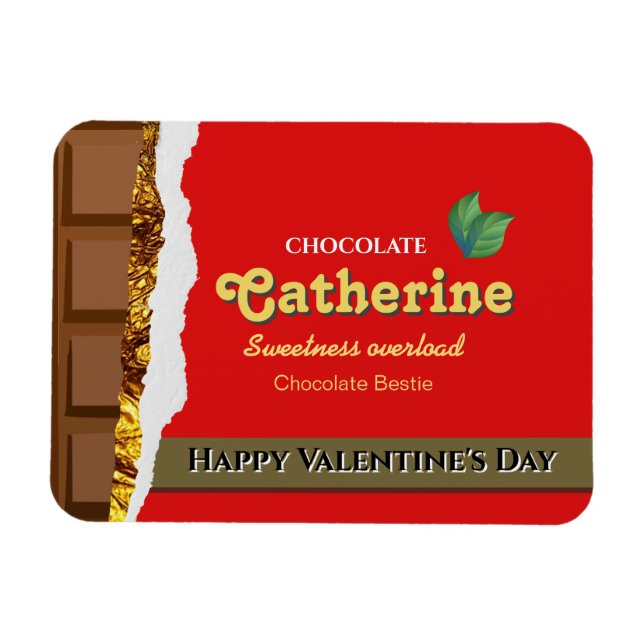 Realistic Brown & Red Valentines Chocolate Funny Magnet (Horizontal)