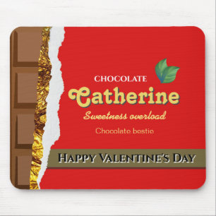 Realistic Brown & Red Valentines Chocolate Funny Mouse Pad
