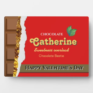 Realistic Brown & Red Valentines Chocolate Funny Plaque