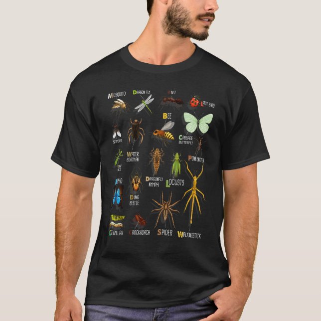 realistic bugs Collection chart Species insect Ent T-Shirt (Front)