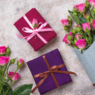 Realistic Burlap Rustic Burgundy Lavender & Purple Wrapping Paper Sheet
