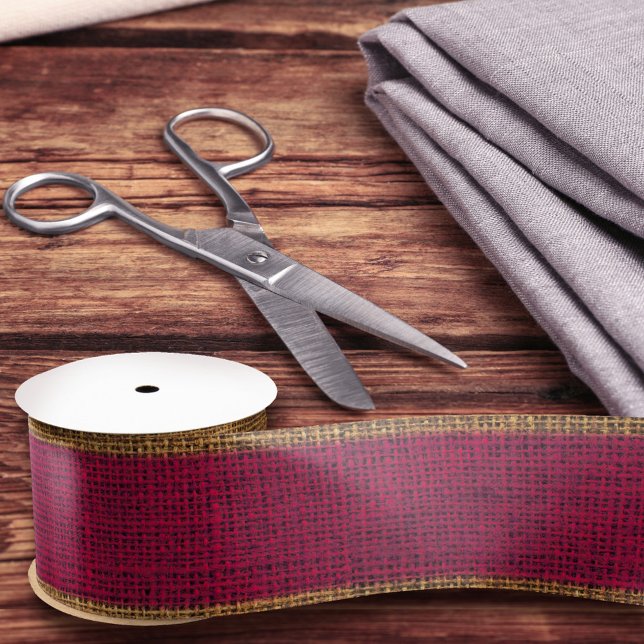    Realistic Burlap Texture Simple Rustic Burgundy Satin Ribbon (Creator Uploaded)