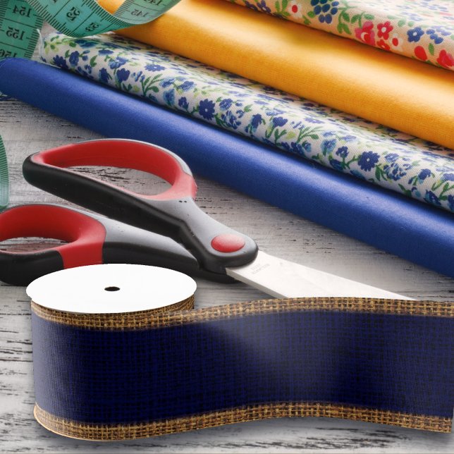   Realistic Burlap Texture Simple Rustic Navy Blue Grosgrain Ribbon (Creator Uploaded)