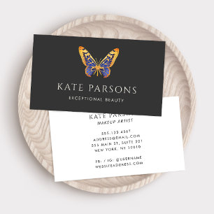 Realistic Butterfly in Blue Orange Business Card