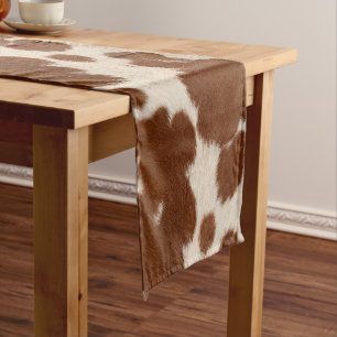 Realistic Calf Hide Pattern Short Table Runner