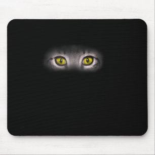 Realistic Cat Eyes Kitty Feline Graphic Art Black Mouse Pad