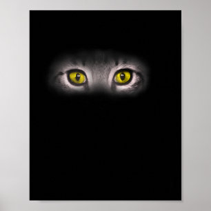 Realistic Cat Eyes Kitty Feline Graphic Art Black  Poster