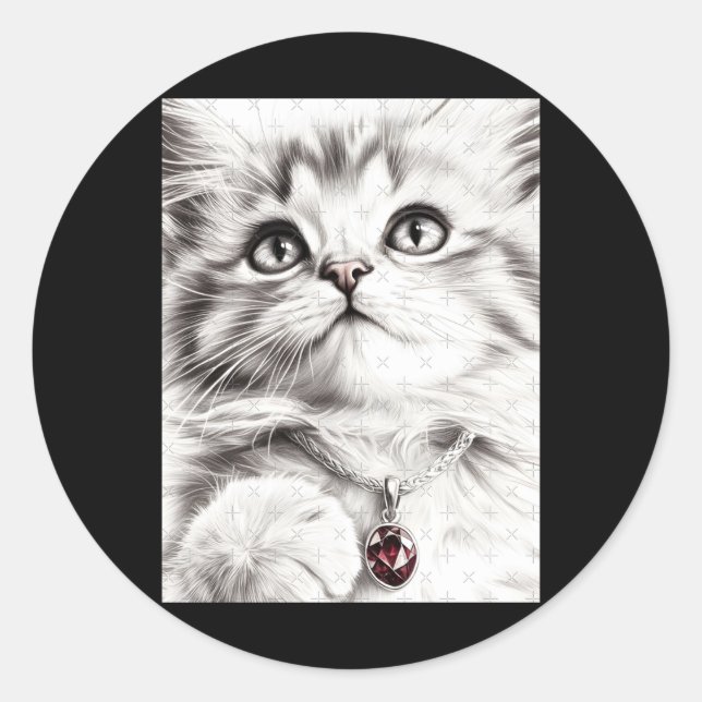 Realistic Cat Pencil Drawing Sticker1  Classic Round Sticker (Front)