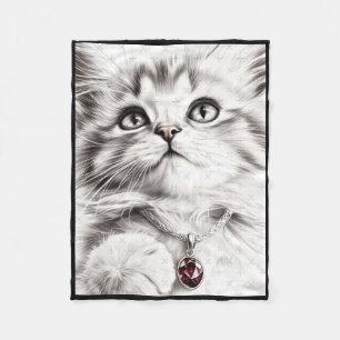Realistic Cat Pencil Drawing Sticker1  Fleece Blanket