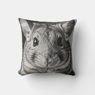 Realistic Chinchilla Portrait Sketch Cushion