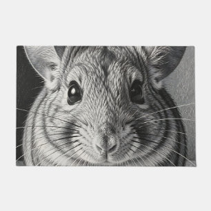 Realistic Chinchilla Portrait Sketch Doormat