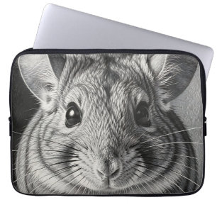 Realistic Chinchilla Portrait Sketch Laptop Sleeve