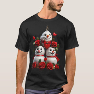 Realistic Christmas Bells .Festive Red Roses T-Shirt