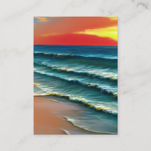 Realistic Clear Deserted Beach Sand Waves Sunny Business Card