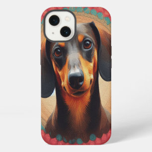 Realistic Colourful Border Cute Dachshund Dog love iPhone 13 Case