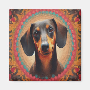 Realistic Colourful Dachshund Dog for Dog Lovers Magnet