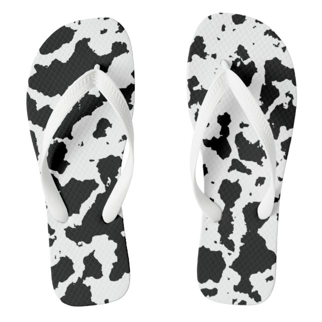 Realistic Cow Print Black and White Jandals (Footbed)
