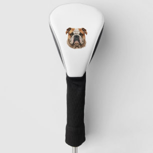 Realistic cute english bulldog profile golf head cover