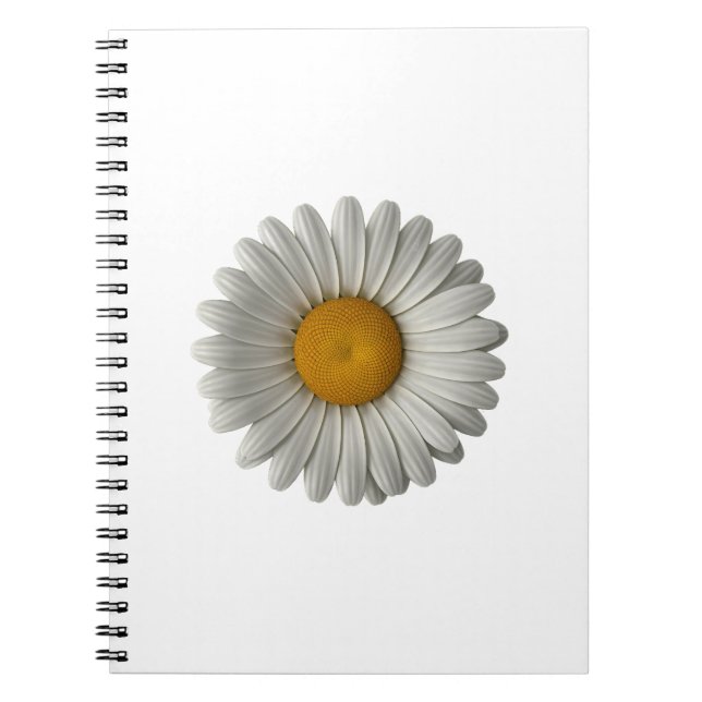 Realistic Daisy on Black Background Design Notebook (Front)