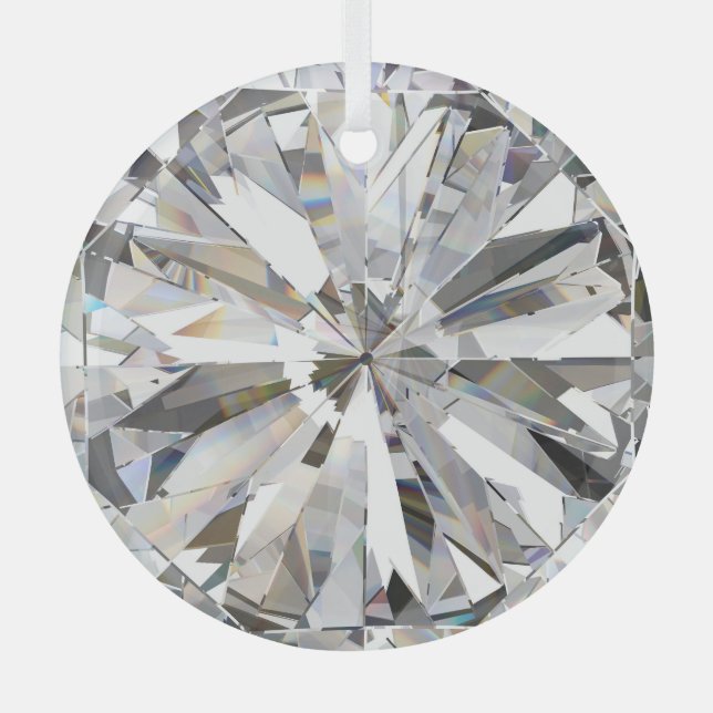 Realistic Diamond: 3D Close-Up Glass Tree Decoration (Front)