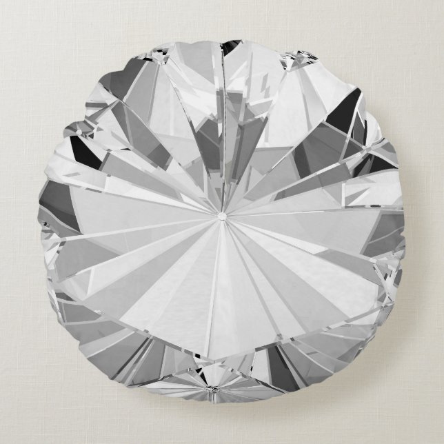 Realistic Diamond: 3D Texture Close-Up Round Cushion (Front)