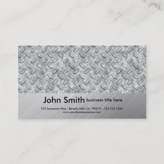 realistic diamondplate business card (Front)