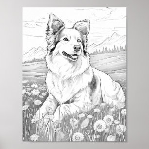 Realistic Dog Adult Colouring Poster