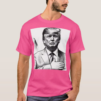 Realistic Donald Trump Hand-Drawn Sketch Art T-Shirt