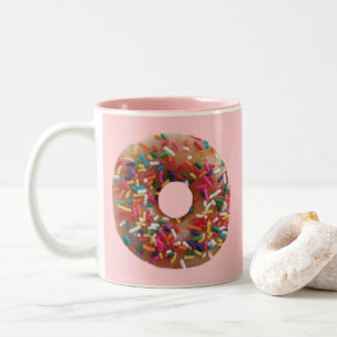 Realistic Donut With Colorful Sprinkles Pink Two-Tone Coffee Mug