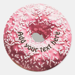 Realistic Doughnut with Pink Frosting & Sprinkles Classic Round Sticker