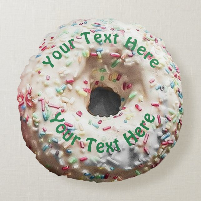 Realistic Doughnut with Rainbow Sprinkles Round Cushion (Front)