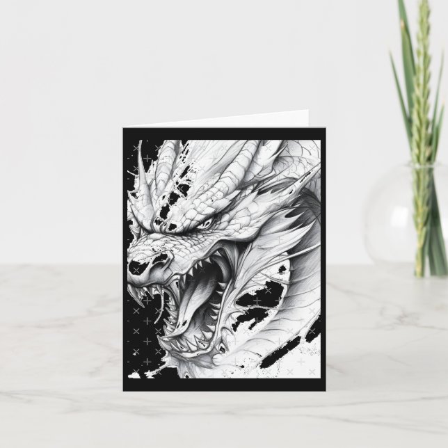 Realistic Dragon Drawing Sticker1  Card (Front)