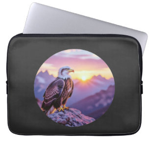 Realistic Eagle on Rock – Majestic Wildlife Scene Laptop Sleeve