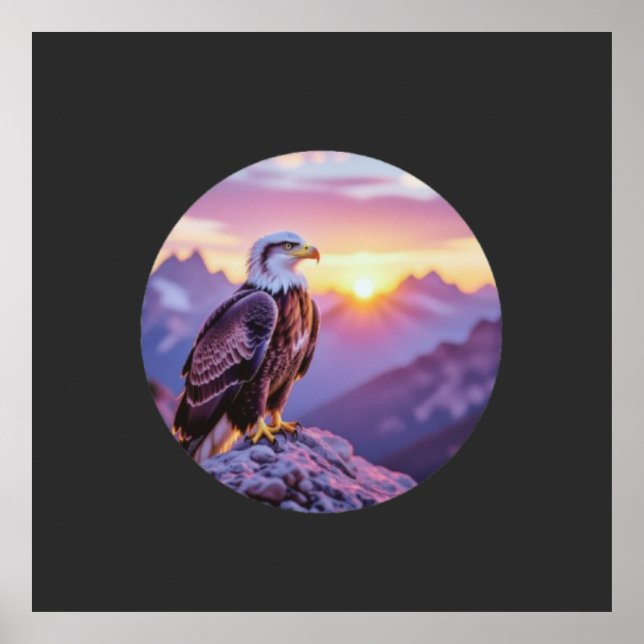 Realistic Eagle on Rock – Majestic Wildlife Scene Poster (Front)